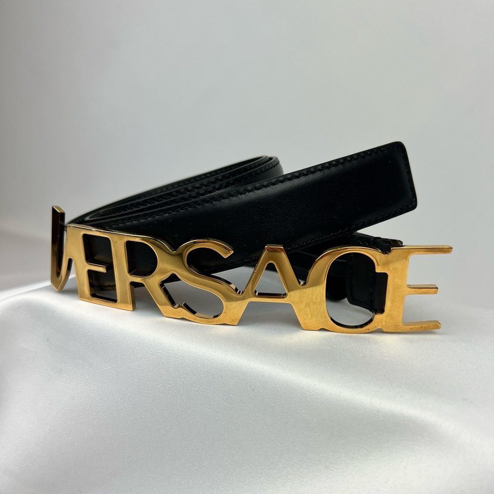 [ Versace ] Logo Leather Belt